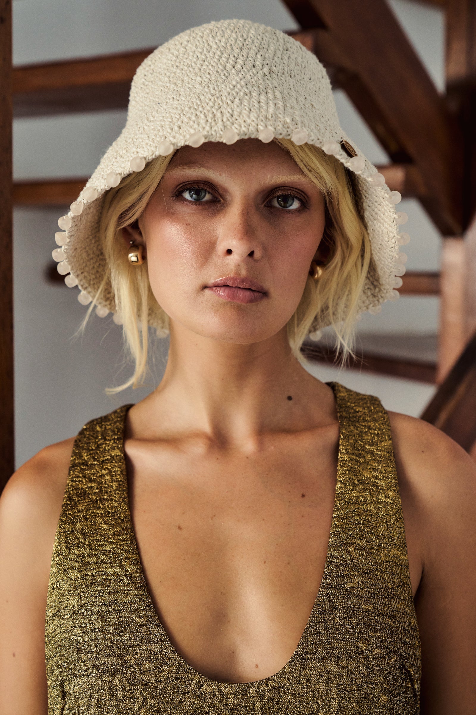 Glass Bead Brim Helix Hat