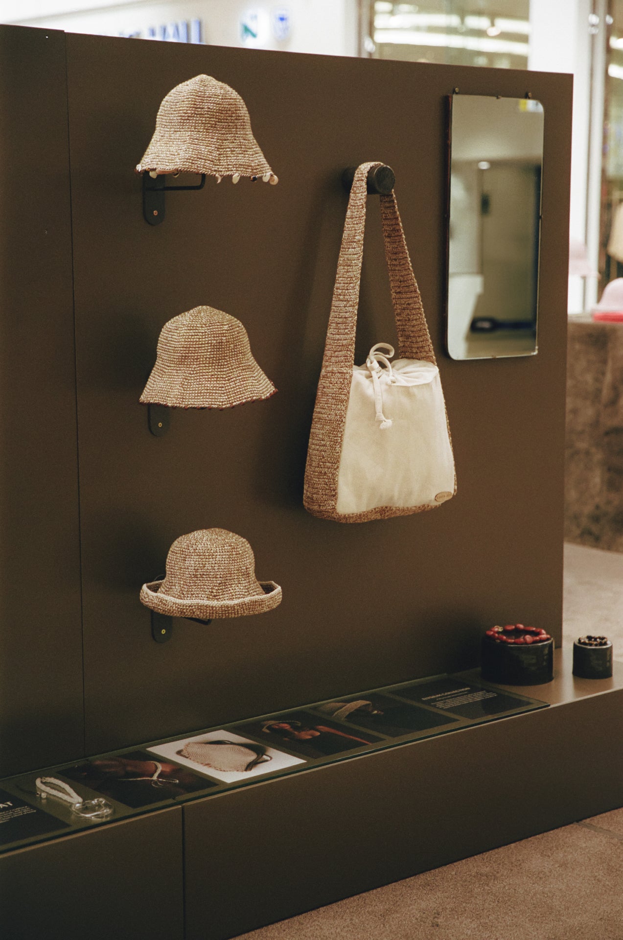 Earth Age woven hats and bag display